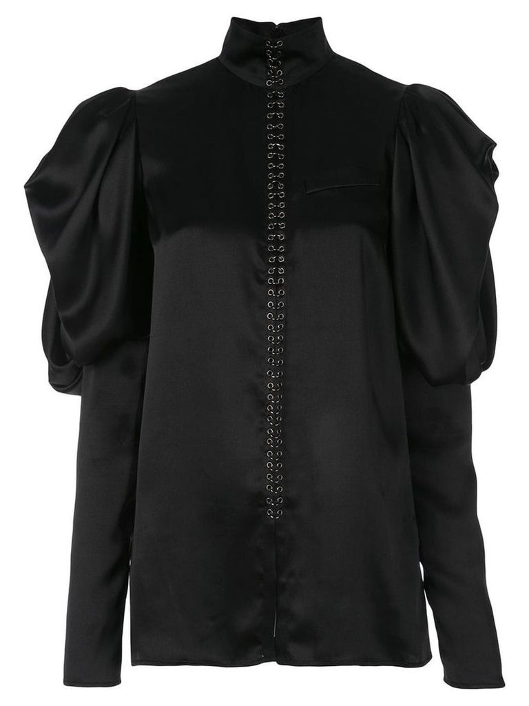 Vera Wang satin puff sleeve blouse - Black