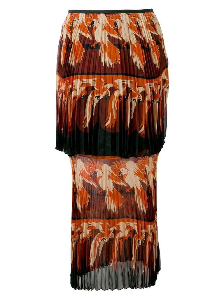Fendi parrot motif layered skirt - ORANGE