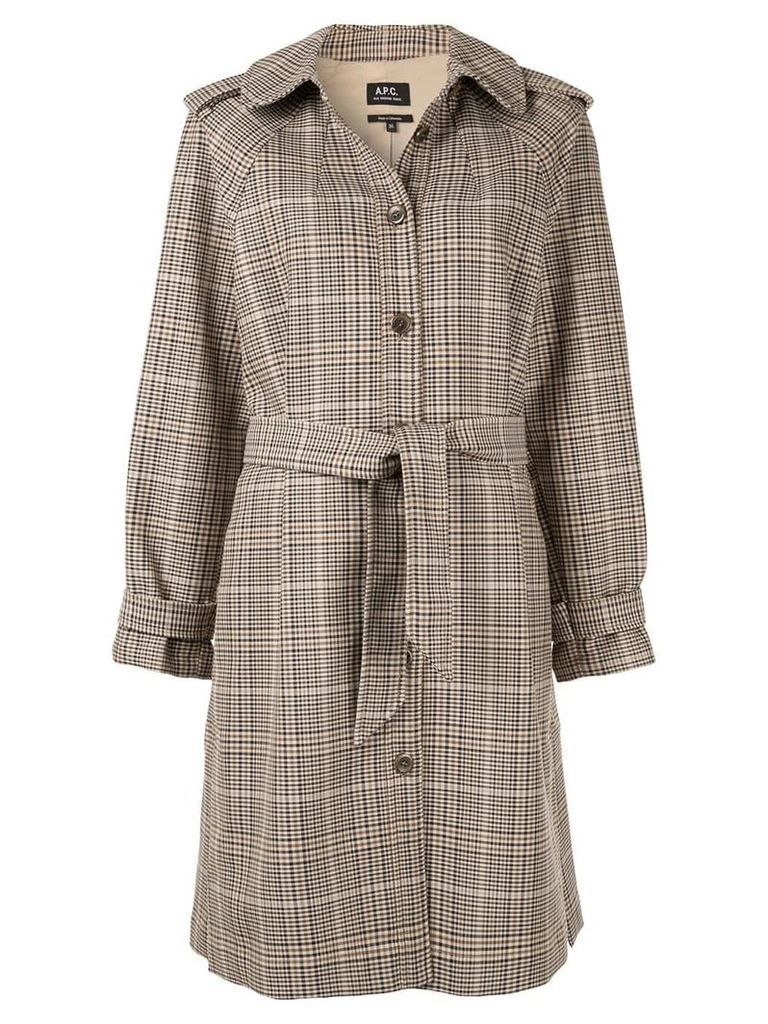 A.P.C. Ava checked trench coat - Brown