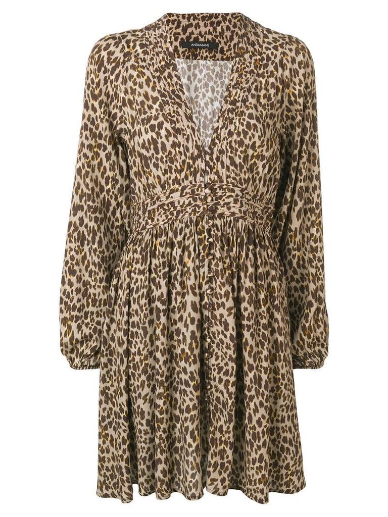 Andamane leopard print short dress - Neutrals