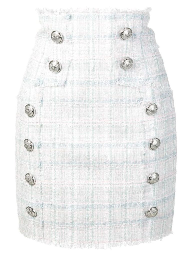 Balmain double breasted boucle skirt - NEUTRALS
