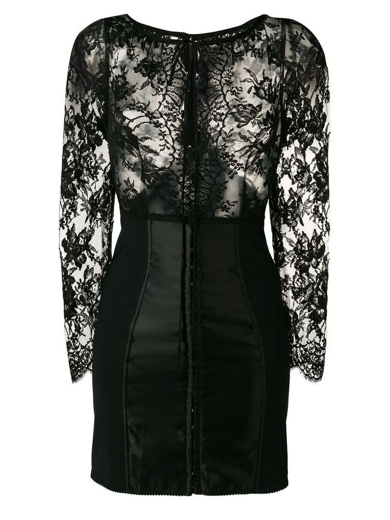 Dolce & Gabbana floral lace fitted dress - Black