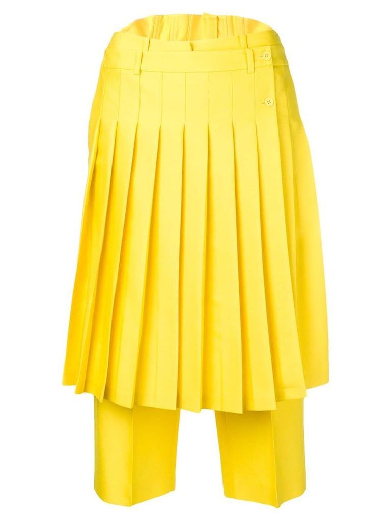 pushBUTTON pleated front cropped trousers - Yellow