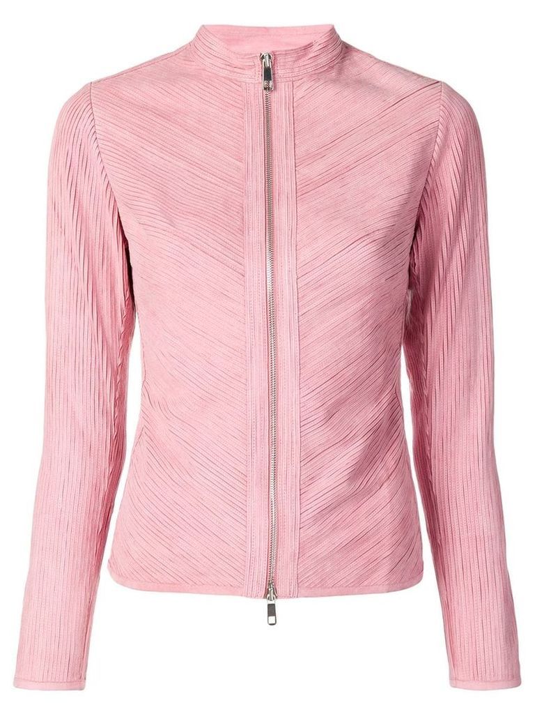Desa 1972 stripe panelled biker jacket - Pink