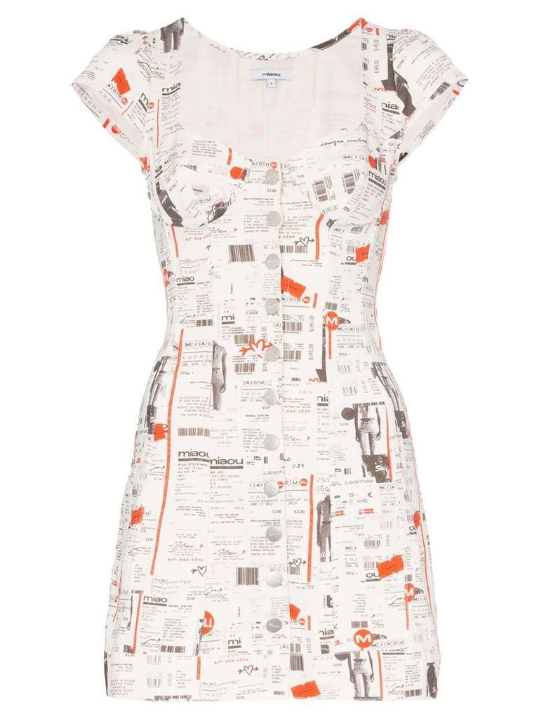 Miaou Gigi newspaper print dress - White