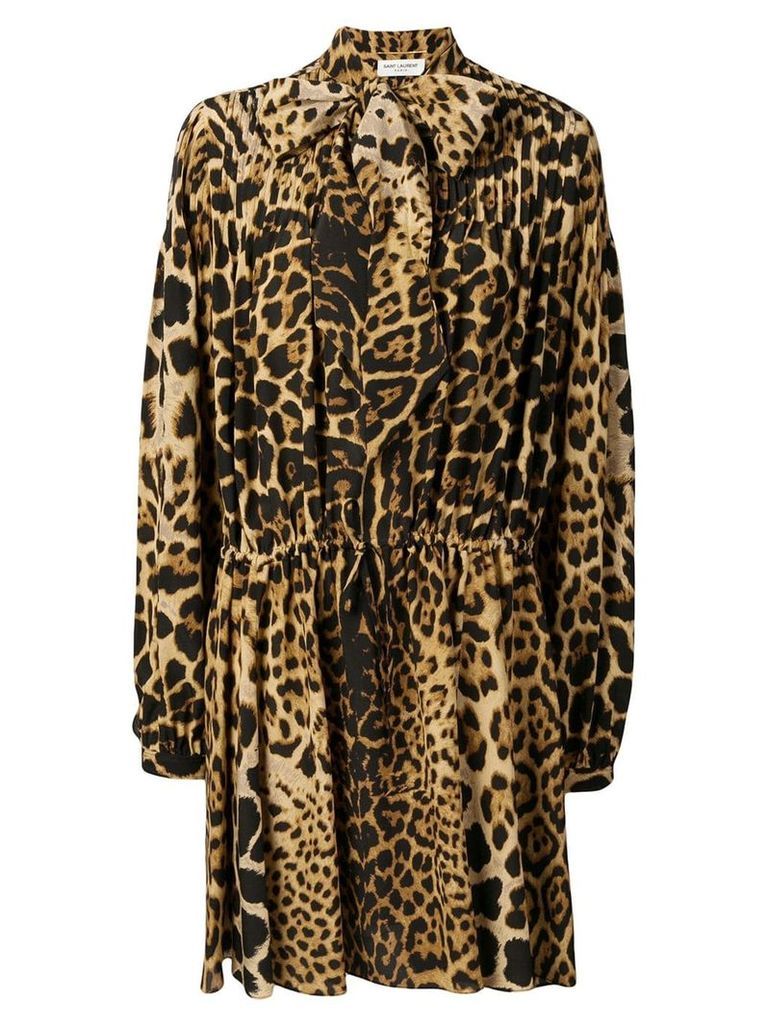 Saint Laurent leopard print dress - Brown