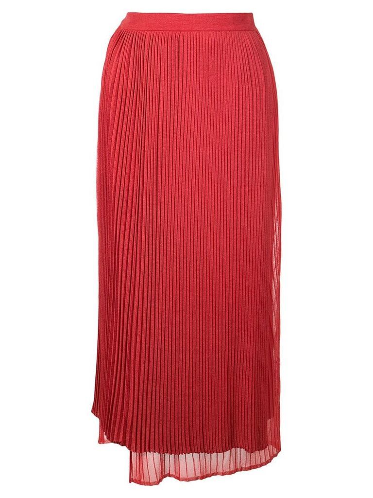 Marina Moscone high-waist pleated silk skirt - Red