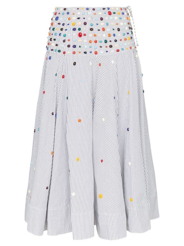 Rosie Assoulin bead-embellished striped skirt - White
