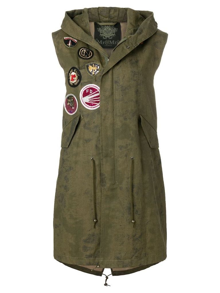 Mr & Mrs Italy patch detail midi gilet - Green