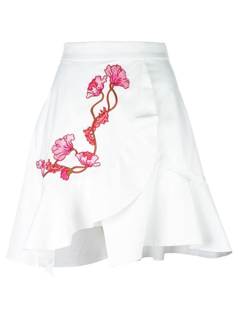 Carven embroidered wrap skirt - White