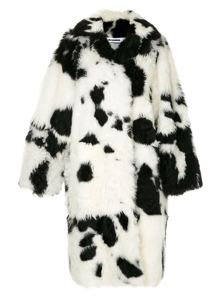 Jil Sander cow pattern coat - Black
