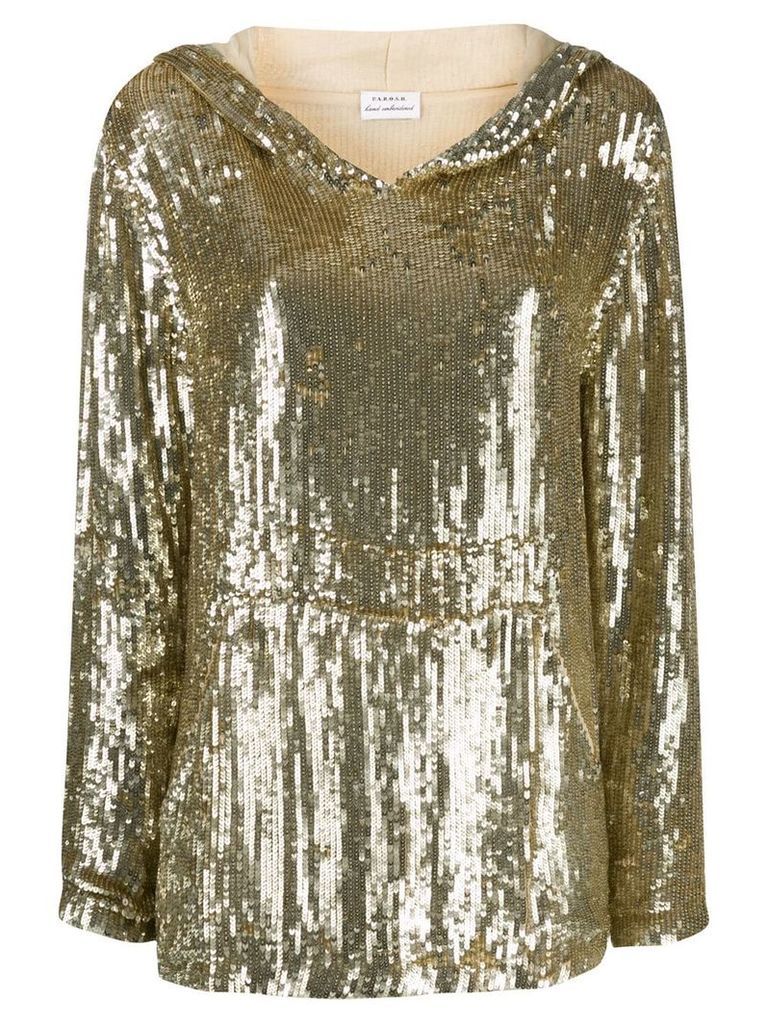P.A.R.O.S.H. sequin double layer sleeve hoodie - Gold