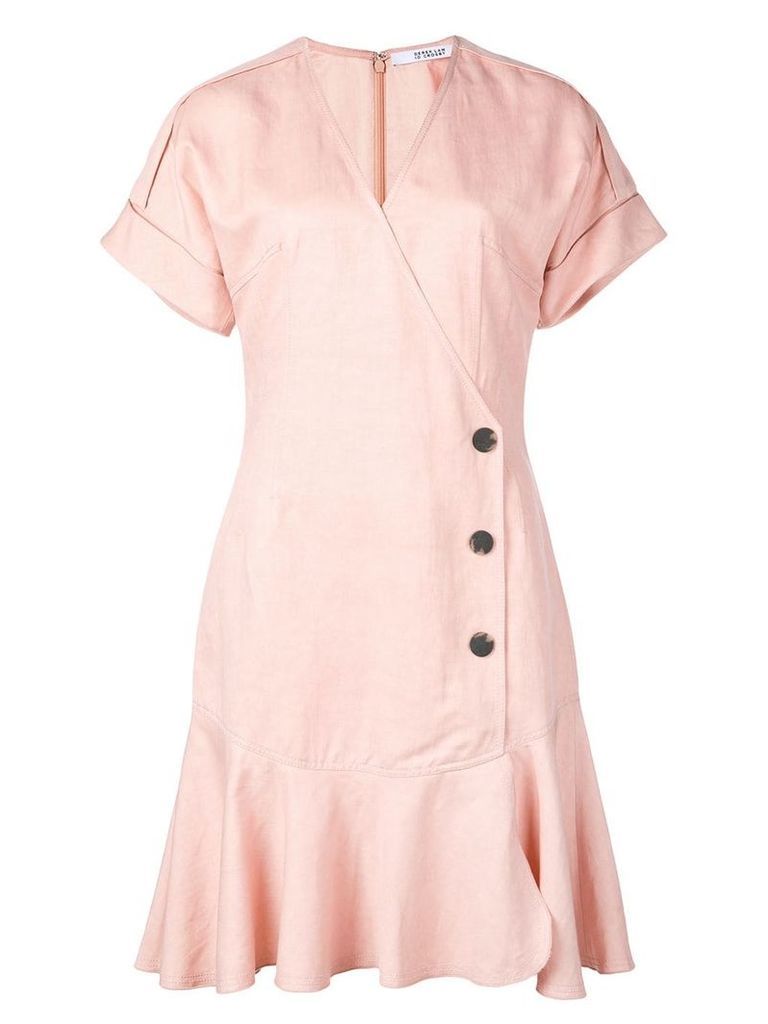 Derek Lam 10 Crosby Short Sleeve Wrap Dress with Pleated Hem - PINK