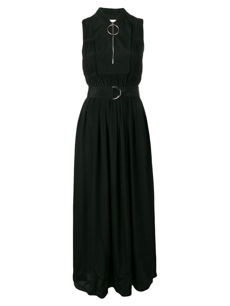 Cédric Charlier micro-pleated long dress - Black