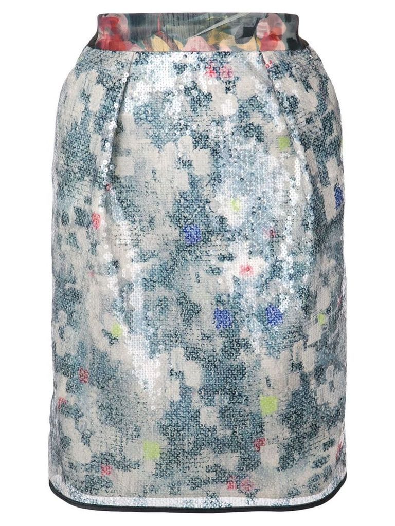 Harvey Faircloth floral sequin skirt - Blue