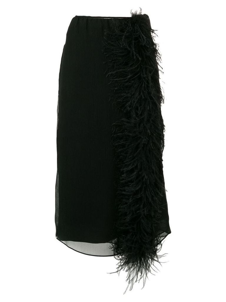 Prada ostrich feather detail skirt - Black