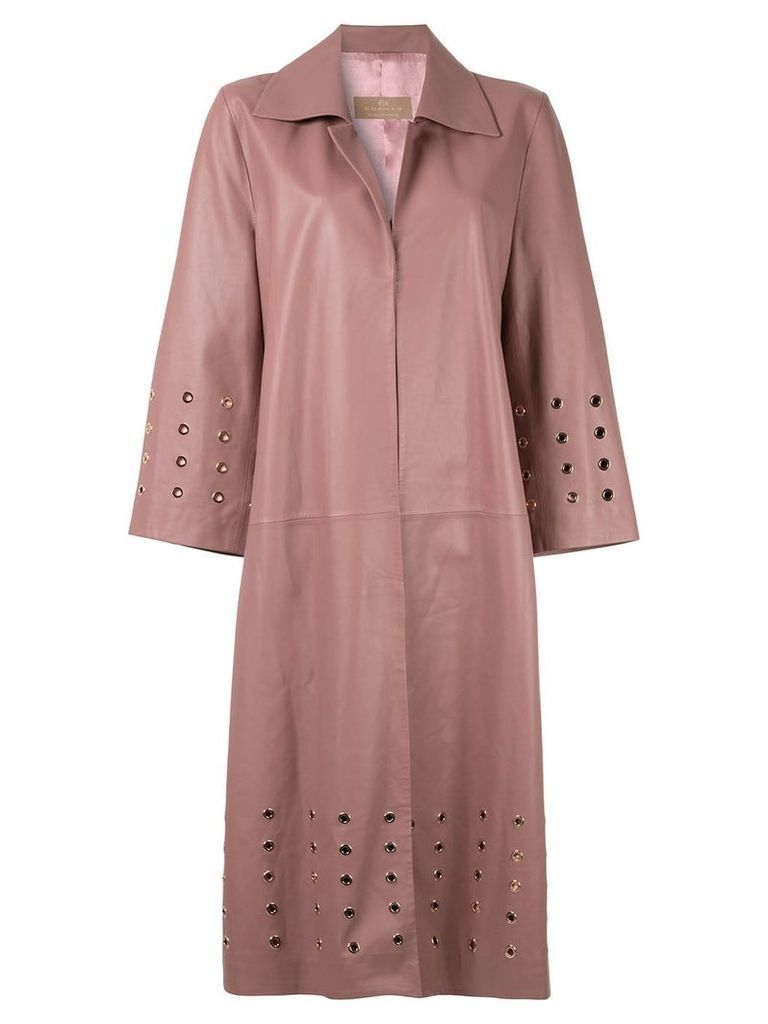 Ecaille eyelet detail leather coat - Pink