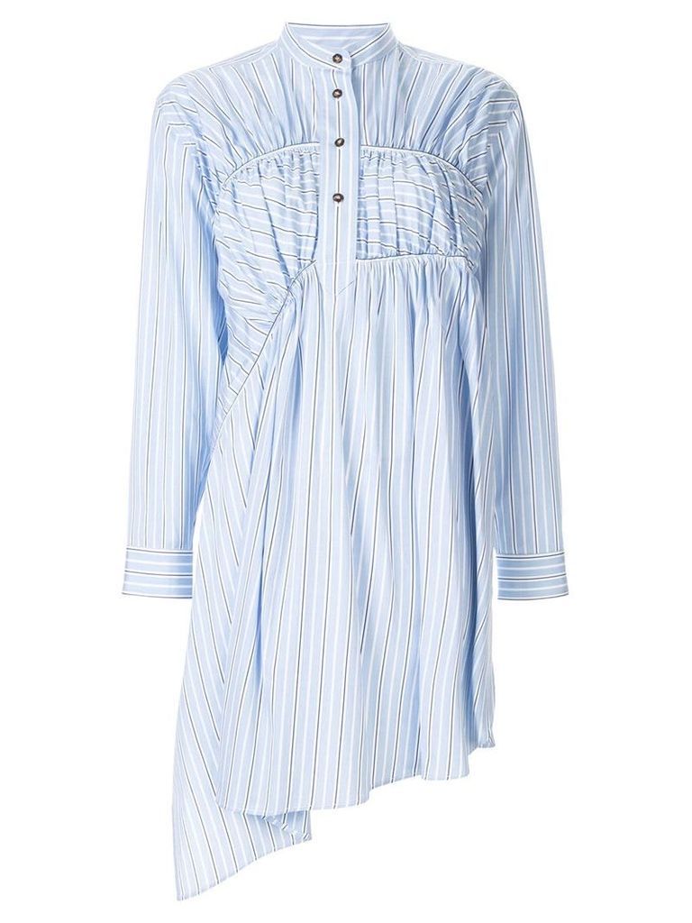 Cédric Charlier asymmetric striped shirt dress - Blue