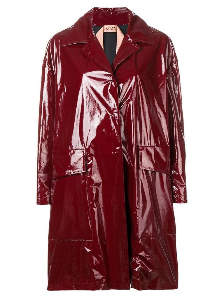 N°21 patent finish midi coat - Red