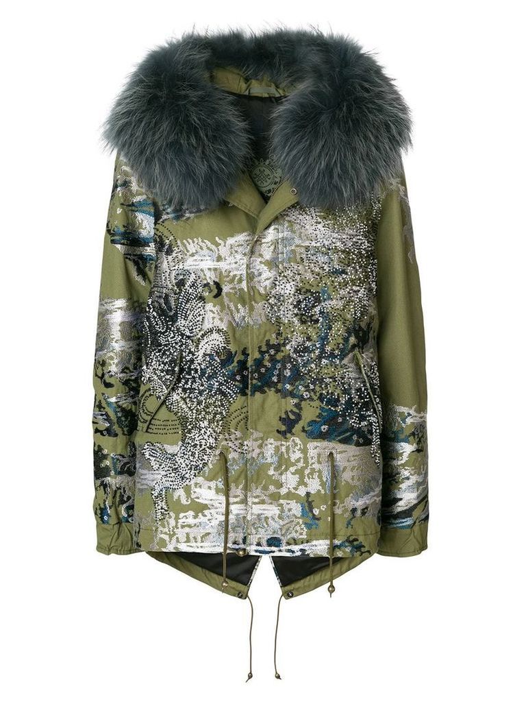 Mr & Mrs Italy embellished print parka coat - Multicolour