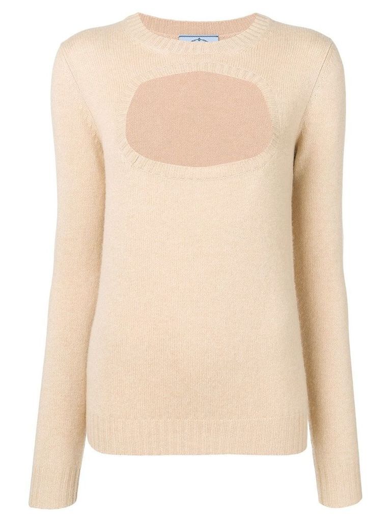 Prada cashmere cut out detailed sweater - NEUTRALS
