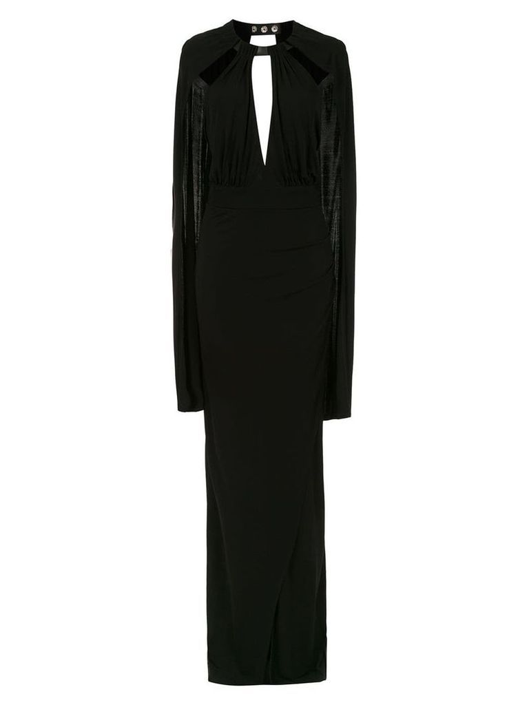 Tufi Duek long cape dress - Black
