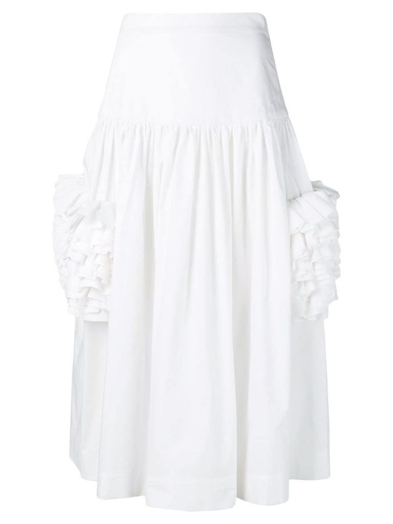 Molly Goddard A-line midi skirt with ruffles - White