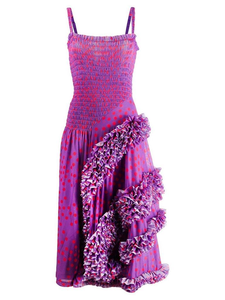 Molly Goddard polka dot flamenco-styled dress - PURPLE