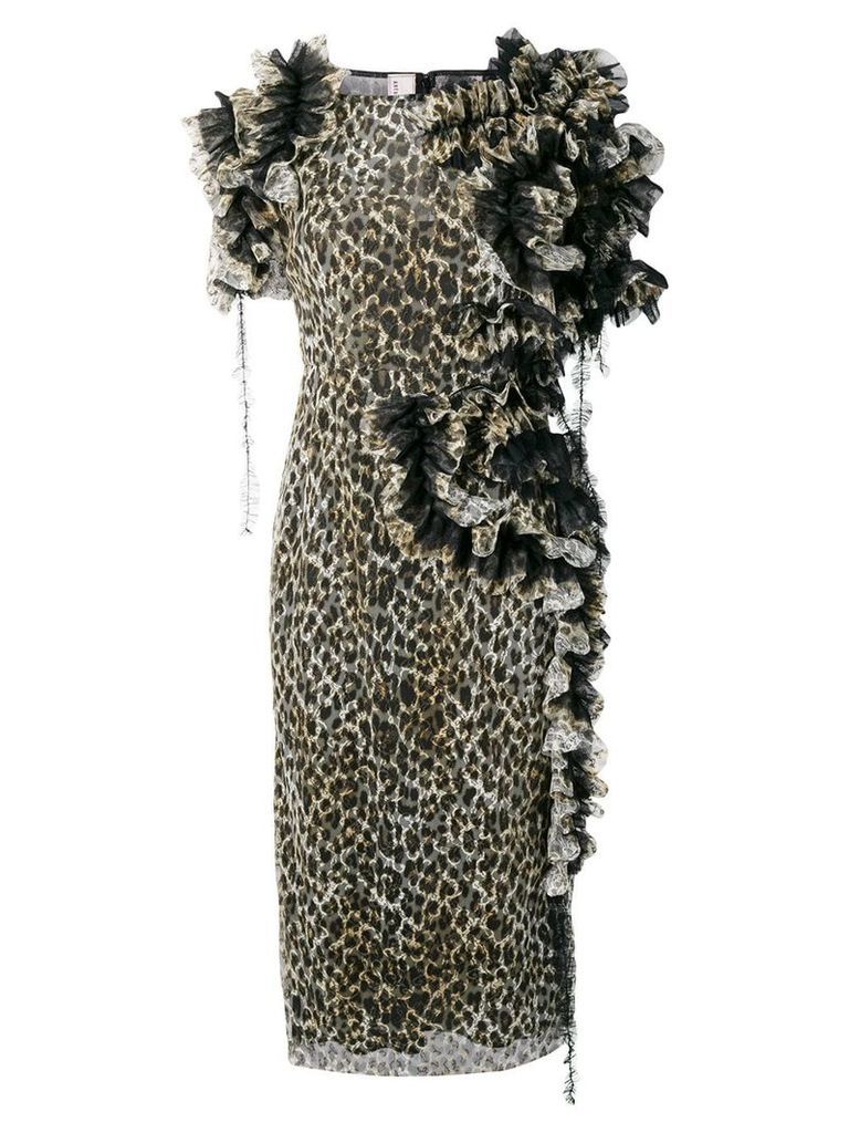 Antonio Marras ruffled leopard print dress - Black