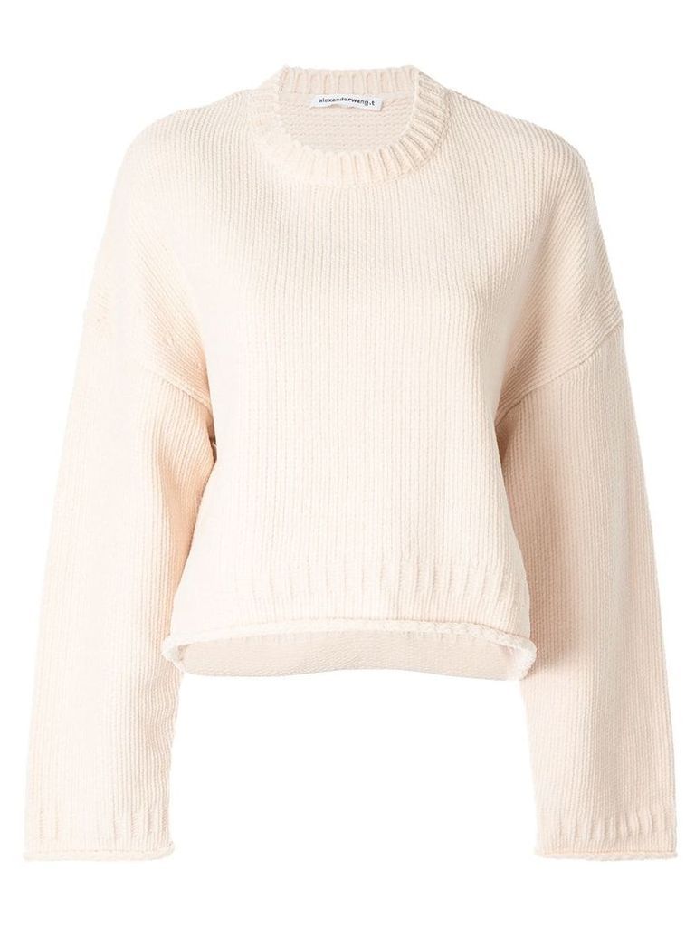 T By Alexander Wang oversized cropped jumper - Brown