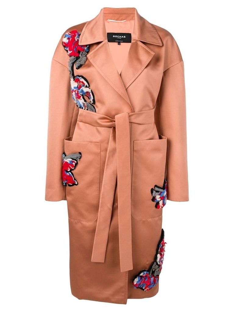 Rochas embroidered trench coat - NEUTRALS