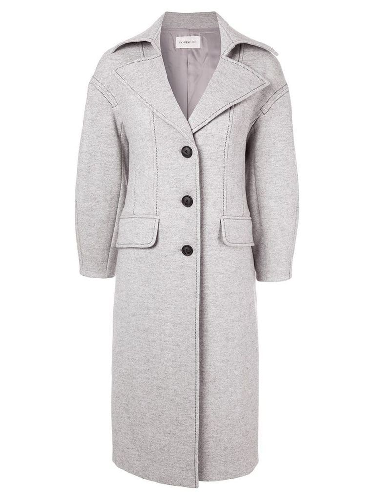 PortsPURE contrast stitching coat - Grey