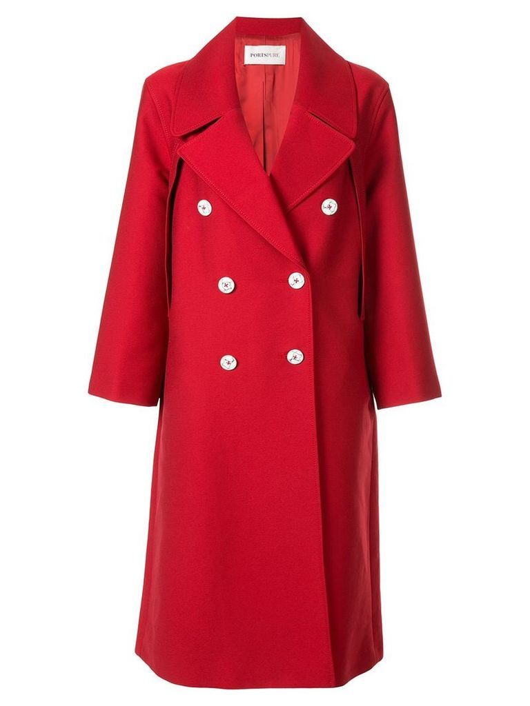 PortsPURE double-breasted coat - Red