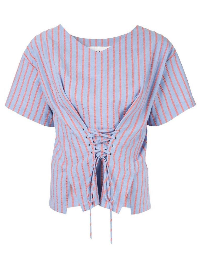 PortsPURE striped lace-up top - Blue