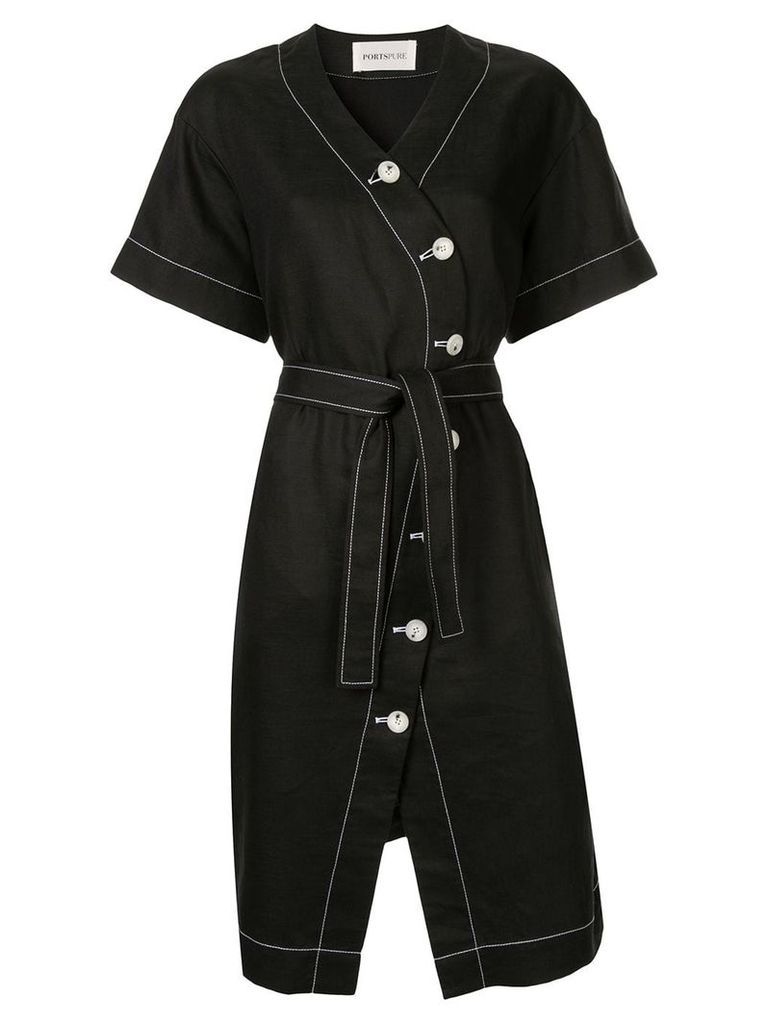 PortsPURE contrast stitching midi dress - Black