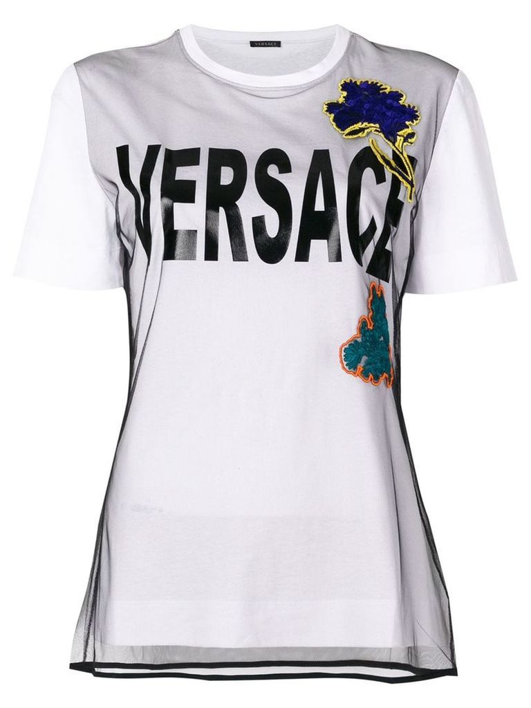 Versace embroidered flower T-shirt - White