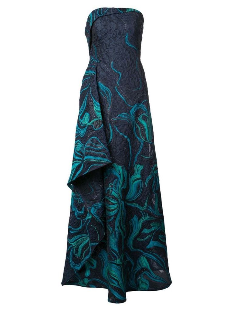 Rubin Singer strapless asymmetric cloque gown - Blue