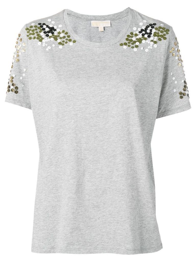 Michael Michael Kors floral appliqué T-shirt - Grey