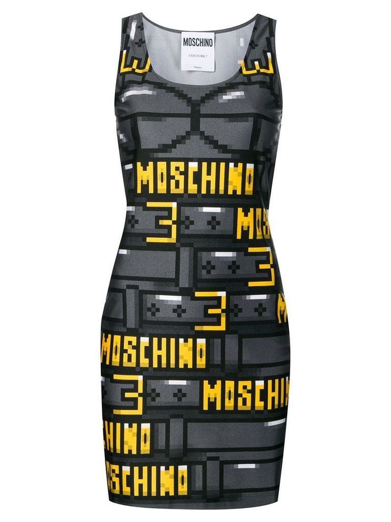 Moschino 8bit printed tube dress - Black