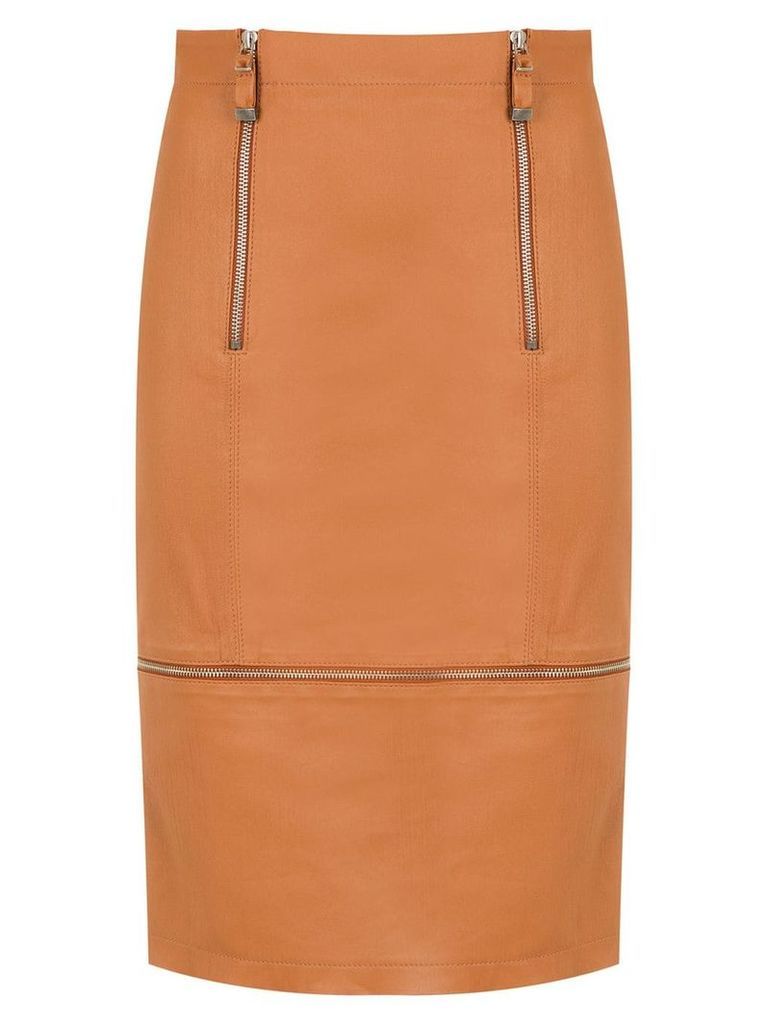Tufi Duek zipped leather skirt - Brown