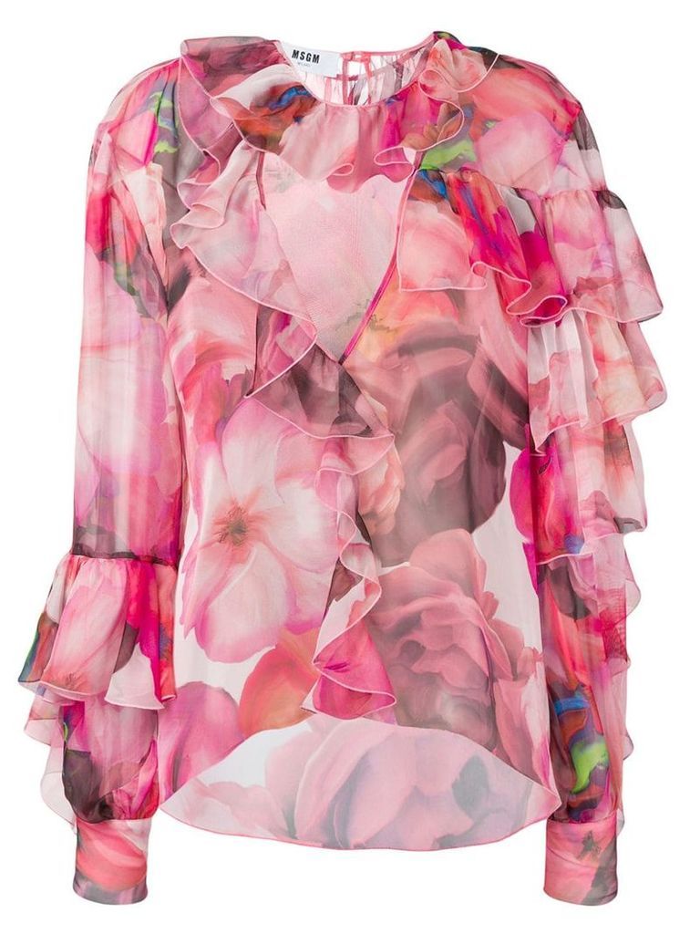 MSGM floral ruffled blouse - Pink