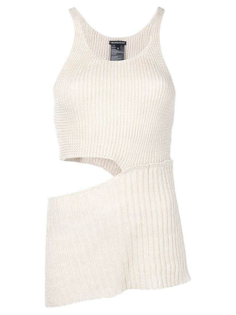 Ann Demeulemeester cut out ribbed knit top - Neutrals