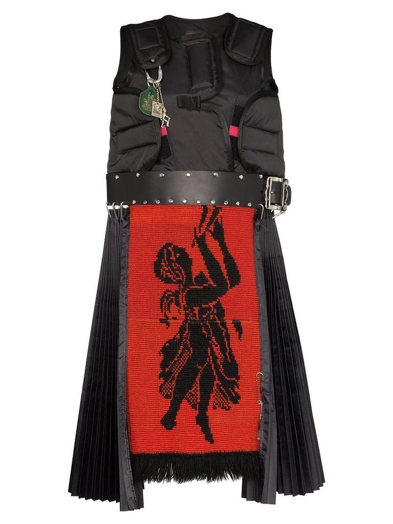 Chopova Lowena Guard leather detail dress - Black