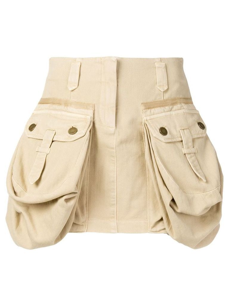 Alberta Ferretti oversized pockets mini skirt - NEUTRALS