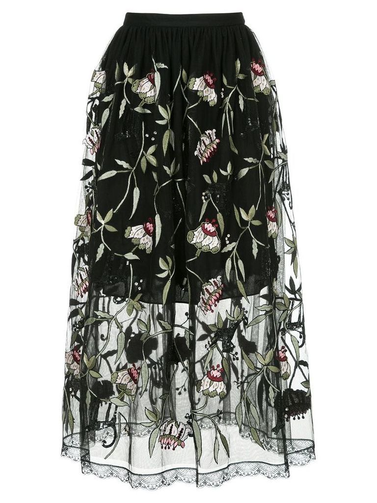 Markus Lupfer sheer floral print skirt - Black