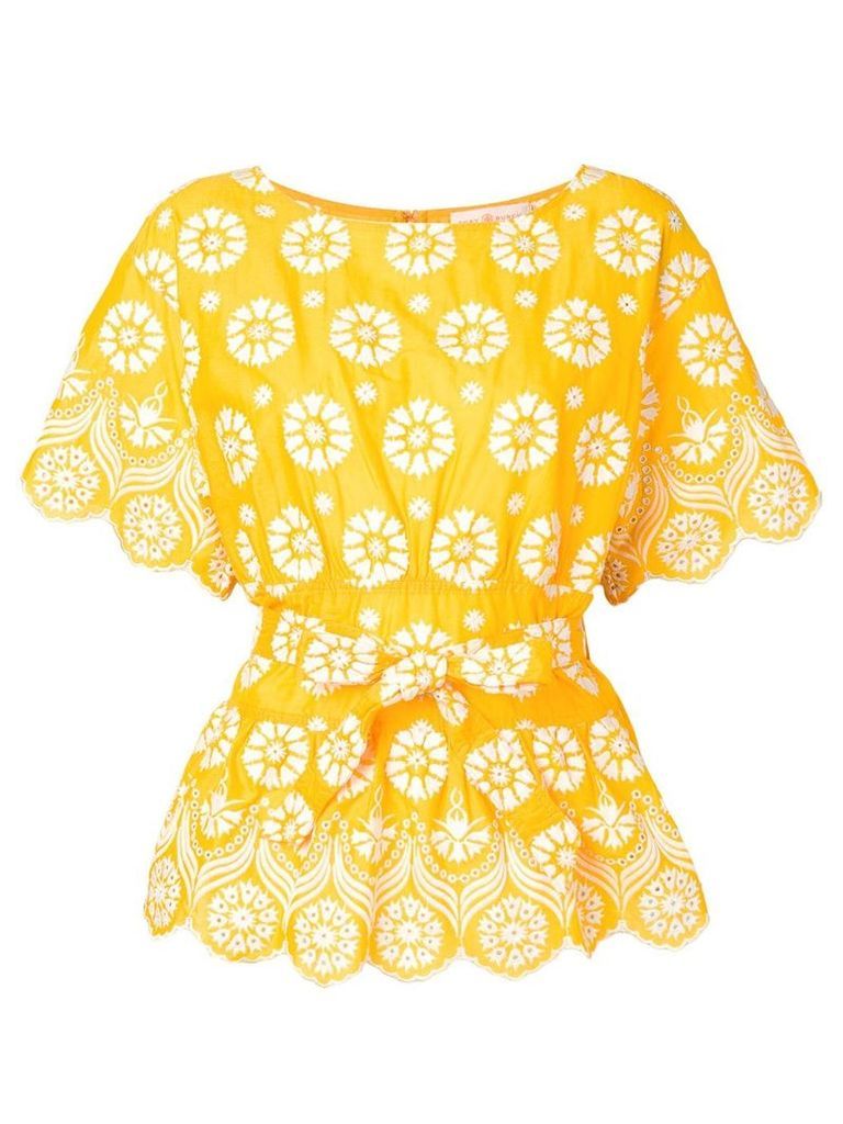 Tory Burch printed embroidered blouse - Yellow