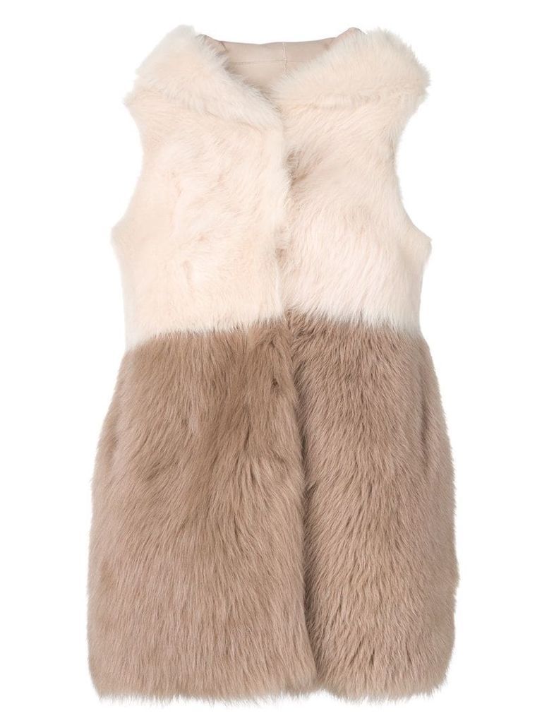 Liska Taranto fur trimmed waistcoat - NEUTRALS