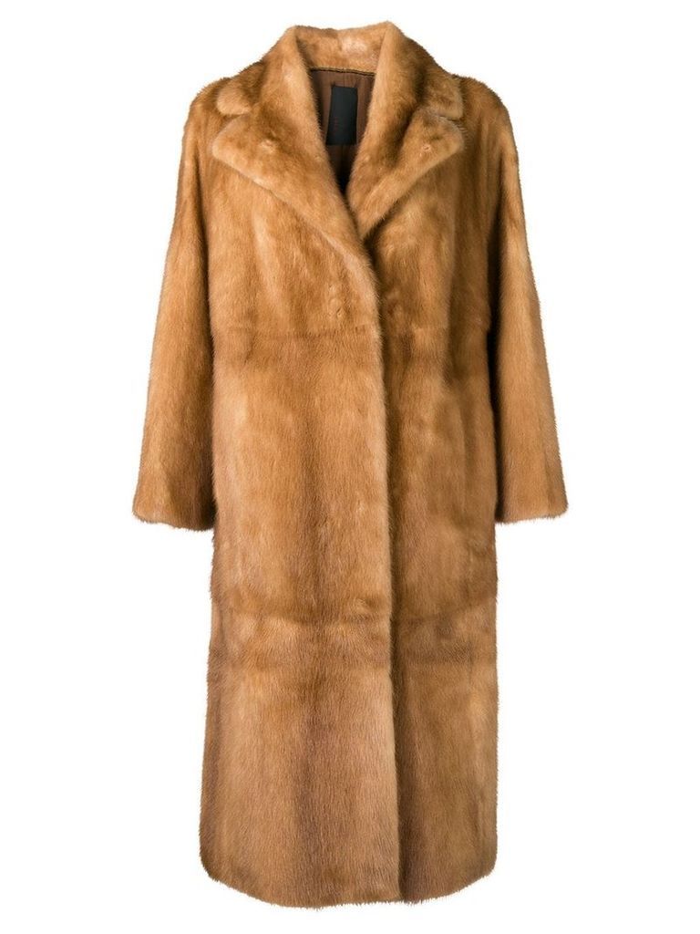 Liska Neptunia fur trimmed coat - Brown