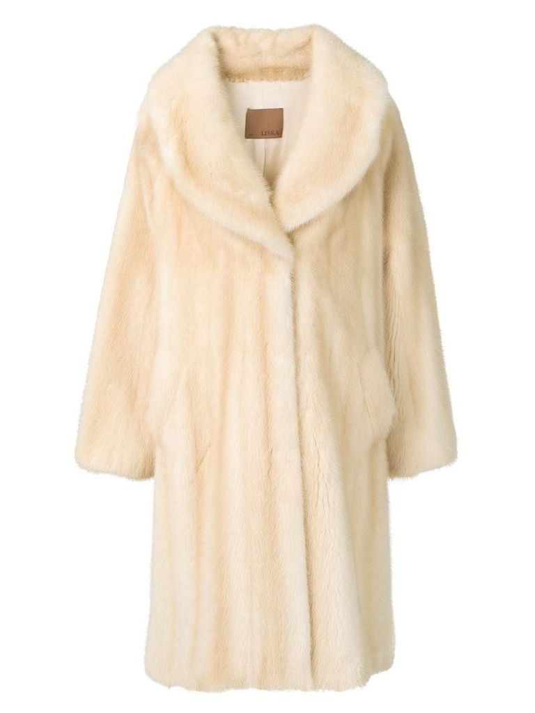 Liska Tini wide-lapelled fur coat - NEUTRALS