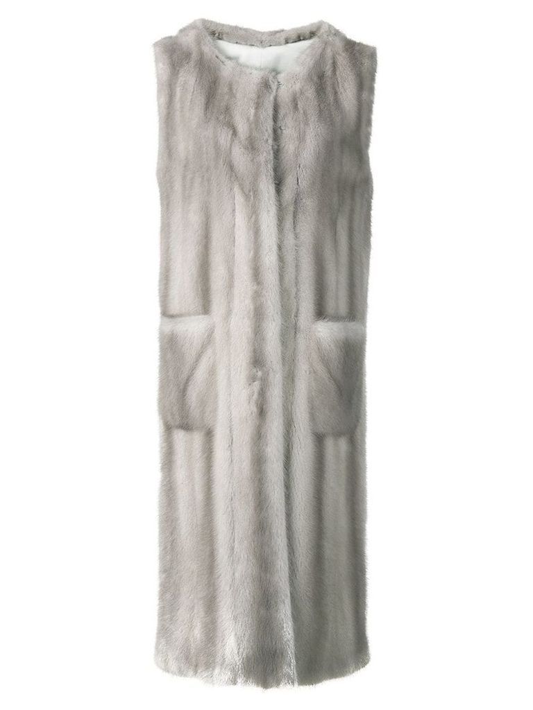 Liska Sagittario fur trimmed waistcoat - Grey